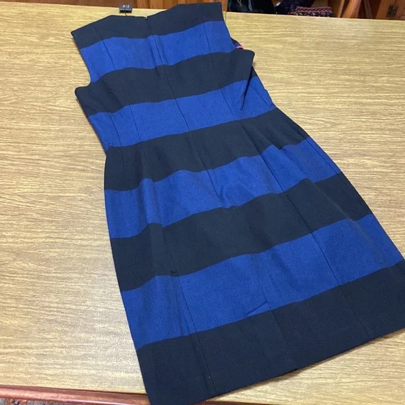 NWT Banana Republic Black and Blue Striped Sloan Sleeveless Dress Size 12 - Picture 8 of 10